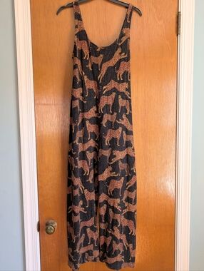 Corey Lynn Calter X Anthropologie Black Jumpsuit with Animal Print Boho